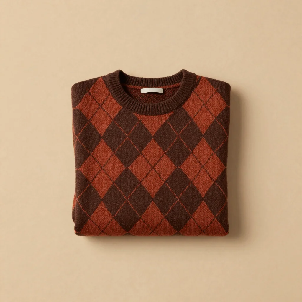 1990s Chunky Argyle Knit Sweater